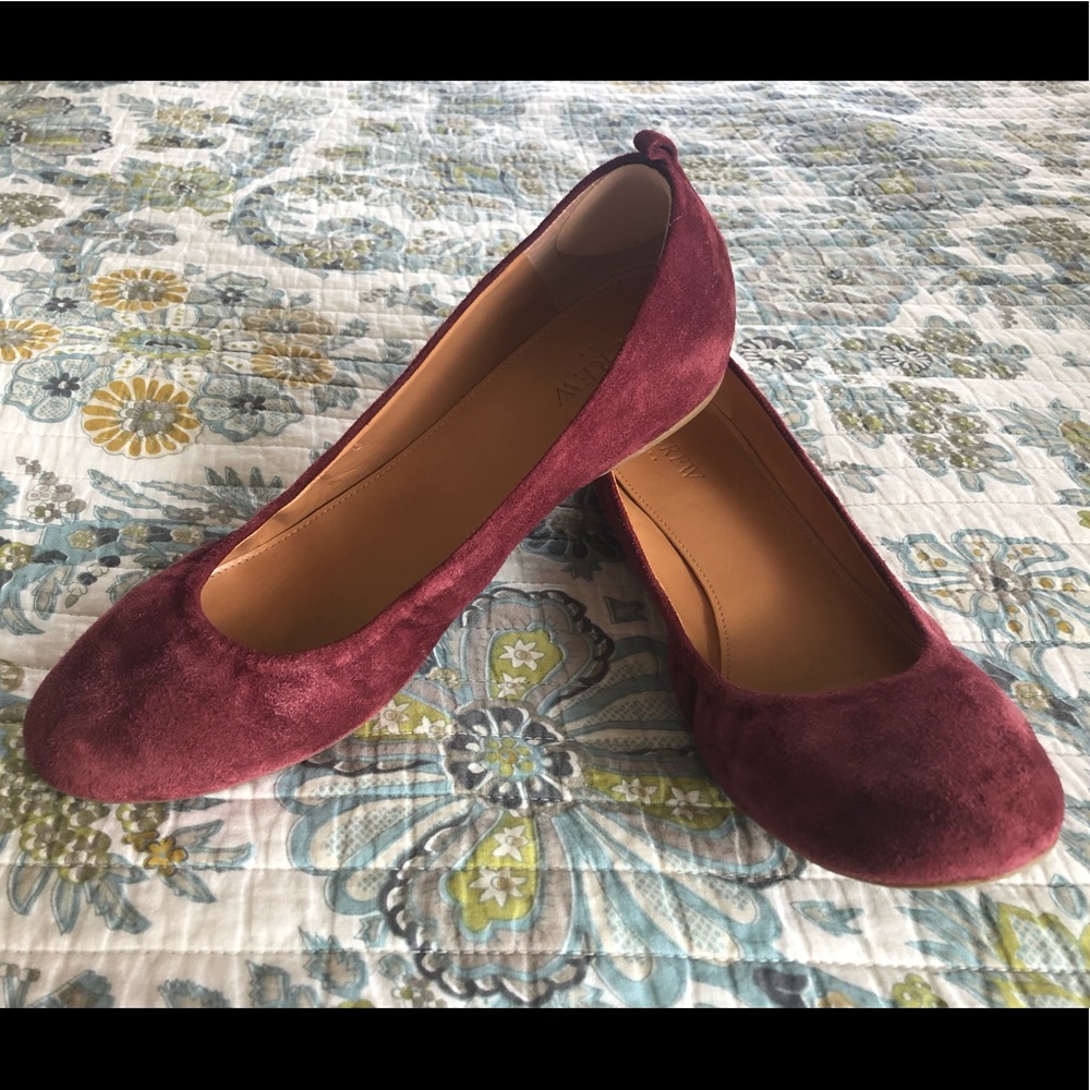 J. Crew Suede Ballet Flat Size 9 in Berry
